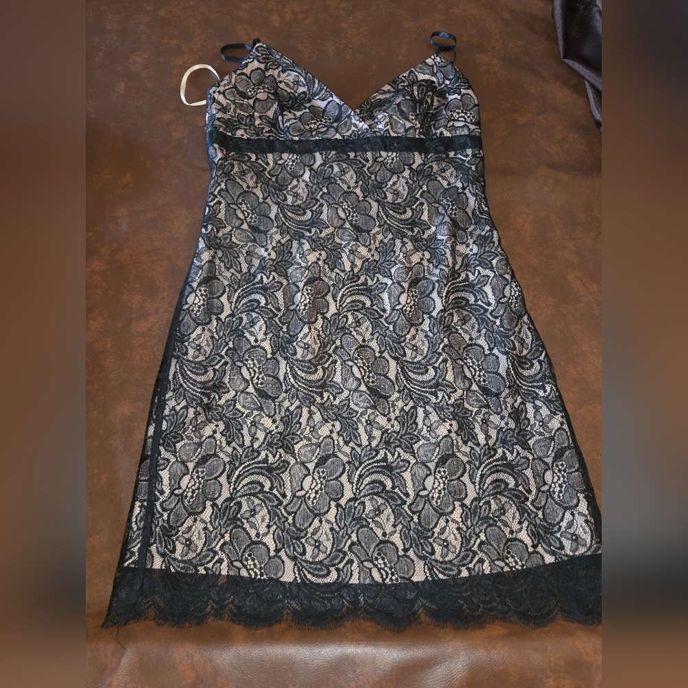 BCBGMaxAzria Black And Nude Chemise